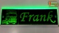 Preview: LED Namensschild Detailzeichnung Zugmaschine Gravur "Frank" oder Wunschname auf Rechteckplatte - Truckerschild Neonschild Leuchtschild