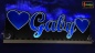 Preview: LED Namensschild Symbolik Herzen Gravur "Gaby" oder Wunschname als Konturschnitt - Truckerschild Neonschild Leuchtschild