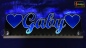 Mobile Preview: LED Namensschild Symbolik Herzen Gravur "Gaby" oder Wunschname als Konturschnitt - Truckerschild Neonschild Leuchtschild