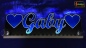 Preview: LED Namensschild Symbolik Herzen Gravur "Gaby" oder Wunschname als Konturschnitt - Truckerschild Neonschild Leuchtschild