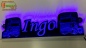 Preview: LED Namensschild Detailzeichnung Zugmaschine Gravur "Ingo" oder Wunschname als Konturschnitt - Truckerschild Neonschild Leuchtschild