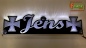 Preview: LED Namensschild Symbolik Eisernes Kreuz Gravur "Jens" oder Wunschname als Konturschnitt - Truckerschild Neonschild Leuchtschild