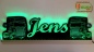 Preview: LED Namensschild Detailzeichnung Zugmaschine Gravur "Jens" oder Wunschname als Konturschnitt - Truckerschild Neonschild Leuchtschild