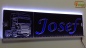 Preview: LED Namensschild Detailzeichnung Zugmaschine Gravur "Josef" oder Wunschname auf Rechteckplatte - Truckerschild Neonschild Leuchtschild