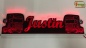 Preview: LED Namensschild Detailzeichnung Zugmaschine Gravur "Justin" oder Wunschname als Konturschnitt - Truckerschild Neonschild Leuchtschild