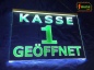 Preview: LED Kassenschild "Kasse 1 geöffnet" - Hinweisschild Orientierungsschild Werbeschild Leuchtschild