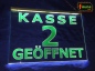 Preview: LED Kassenschild "Kasse 2 geöffnet" - Hinweisschild Orientierungsschild Werbeschild Leuchtschild