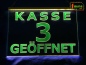 Preview: LED Kassenschild "Kasse 3 geöffnet" - Hinweisschild Orientierungsschild Werbeschild Leuchtschild