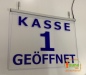 Preview: LED Kassenschild "Kasse 1" - Hinweisschild Orientierungsschild Werbeschild Leuchtschild