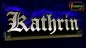 Preview: Ihr LED Wunschname "Kathrin" Altdeutsch Frakturschrift Namensschild Leuchtschild Truckerschild Konturschnitt