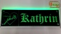 Mobile Preview: LED Namensschild Detailzeichnung Rose Gravur "Katrin - I love you" oder Wunschname auf Rechteckplatte - Truckerschild Neonschild Leuchtschild