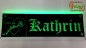 Preview: LED Namensschild Detailzeichnung Rose Gravur "Katrin - I love you" oder Wunschname auf Rechteckplatte - Truckerschild Neonschild Leuchtschild