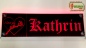 Preview: LED Namensschild Detailzeichnung Rose Gravur "Katrin - I love you" oder Wunschname auf Rechteckplatte - Truckerschild Neonschild Leuchtschild