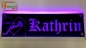 Preview: LED Namensschild Detailzeichnung Rose Gravur "Katrin - I love you" oder Wunschname auf Rechteckplatte - Truckerschild Neonschild Leuchtschild