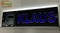 Mobile Preview: LED Namensschild Detailzeichnung Zugmaschine Gravur "KLAUS" oder Wunschname auf Rechteckplatte - Truckerschild Neonschild Leuchtschild