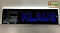 Mobile Preview: LED Namensschild Detailzeichnung Zugmaschine Gravur "KLAUS" oder Wunschname auf Rechteckplatte - Truckerschild Neonschild Leuchtschild