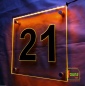 Preview: LED Hausnummer, LED Gravur Leuchtschild, Ziffer - Nummer " 21 "