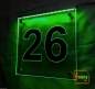 Preview: LED Hausnummer, LED Gravur Leuchtschild, Ziffer - Nummer " 26 "