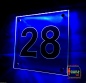 Preview: LED Hausnummer, LED Gravur Leuchtschild, Ziffer - Nummer " 28 "