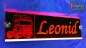Mobile Preview: LED Namensschild Detailzeichnung Zugmaschine Gravur "Leonid" oder Wunschname auf Rechteckplatte - Truckerschild Neonschild Leuchtschild
