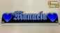 Preview: LED Namensschild Symbolik Herzen Gravur "Manuela" oder Wunschname in Frakturschrift Altdeutsch als Konturschnitt - Truckerschild Neonschild Leuchtschild