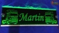 Mobile Preview: LED Namensschild Detailzeichnung Zugmaschine Gravur "Martin" oder Wunschname auf Rechteckplatte - Truckerschild Neonschild Leuchtschild