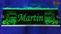 Preview: LED Namensschild Detailzeichnung Zugmaschine Gravur "Martin" oder Wunschname auf Rechteckplatte - Truckerschild Neonschild Leuchtschild