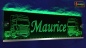 Preview: LED Namensschild Detailzeichnung Zugmaschine Gravur "Maurice" oder Wunschname auf Rechteckplatte - Truckerschild Neonschild Leuchtschild