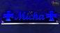 Preview: LED Namensschild Symbolik Eisernes Kreuz Gravur "Micha" oder Wunschname als Konturschnitt - Truckerschild Neonschild Leuchtschild