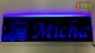 Preview: LED Namensschild Detailzeichnung Zugmaschine Gravur "Micha" oder Wunschname auf Rechteckplatte - Truckerschild Neonschild Leuchtschild