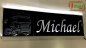 Mobile Preview: LED Namensschild Detailzeichnung Zugmaschine Gravur "Michael" oder Wunschname auf Rechteckplatte - Truckerschild Neonschild Leuchtschild