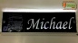 Preview: LED Namensschild Detailzeichnung Zugmaschine Gravur "Michael" oder Wunschname auf Rechteckplatte - Truckerschild Neonschild Leuchtschild