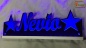 Preview: LED Namensschild Symbolik Sterne Gravur "Nevio" oder Wunschname als Konturschnitt - Truckerschild Neonschild Leuchtschild