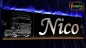 Mobile Preview: LED Namensschild Detailzeichnung Zugmaschine Gravur "Nico" oder Wunschname auf Rechteckplatte - Truckerschild Neonschild Leuchtschild