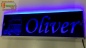 Mobile Preview: LED Namensschild Detailzeichnung Zugmaschine Gravur "Oliver" oder Wunschname auf Rechteckplatte - Truckerschild Neonschild Leuchtschild