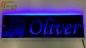 Preview: LED Namensschild Detailzeichnung Zugmaschine Gravur "Oliver" oder Wunschname auf Rechteckplatte - Truckerschild Neonschild Leuchtschild