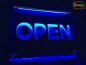 Preview: LED Hinweisschild Gravur “Open" Info-Schild Signalschild Werbeschild Leuchtschild