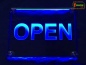 Preview: LED Hinweisschild Gravur “Open" Info-Schild Signalschild Werbeschild Leuchtschild