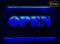 Preview: LED Hinweisschild Gravur “Open" Info-Schild Signalschild Werbeschild Leuchtschild