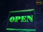 Preview: LED Hinweisschild Gravur "Open" Info-Schild Signalschild Werbeschild Leuchtschild