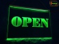 Preview: LED Hinweisschild Gravur "Open" Info-Schild Signalschild Werbeschild Leuchtschild