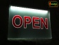 Preview: LED Hinweisschild Gravur “Open" Info-Schild Signalschild Werbeschild Leuchtschild