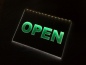 Preview: LED Hinweisschild Gravur “Open" Info-Schild Signalschild Werbeschild Leuchtschild