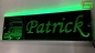 Preview: LED Namensschild Detailzeichnung Zugmaschine Gravur "Patrick" oder Wunschname auf Rechteckplatte - Truckerschild Neonschild Leuchtschild