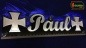 Mobile Preview: LED Namensschild Symbolik Eisernes Kreuz Gravur "Paul" oder Wunschname als Konturschnitt - Truckerschild Neonschild Leuchtschild
