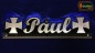 Mobile Preview: LED Namensschild Symbolik Eisernes Kreuz Gravur "Paul" oder Wunschname als Konturschnitt - Truckerschild Neonschild Leuchtschild