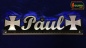 Preview: LED Namensschild Symbolik Eisernes Kreuz Gravur "Paul" oder Wunschname als Konturschnitt - Truckerschild Neonschild Leuchtschild