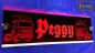 Preview: LED Namensschild Detailzeichnung Zugmaschine Gravur "Peggy" oder Wunschname auf Rechteckplatte - Truckerschild Neonschild Leuchtschild