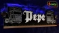 Preview: LED Namensschild Detailzeichnung Zugmaschine Gravur "Pepe" oder Wunschname in Fraktuschrift Altdeutsch als Konturschnitt - Truckerschild Neonschild Leuchtschild