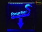 Preview: LED Hinweisschild quadratisch Gravur “Raucher" Info-Schild Signalschild Werbeschild Leuchtschild
